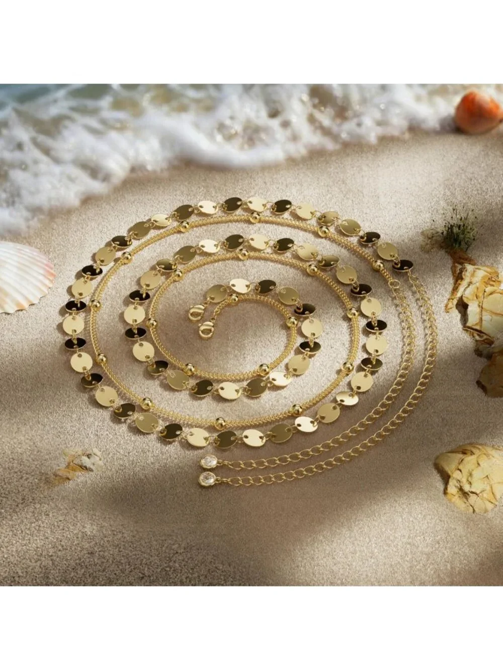 Stylish Gold Plated Layered Waist Chain & Belly Beads for Women - Trendy